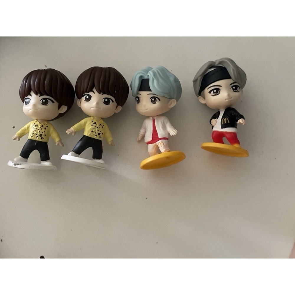 BTS TinyTAN McDonalds Mini Figure Set K-Pop Collectibles 4 Piece Lot Multi Color